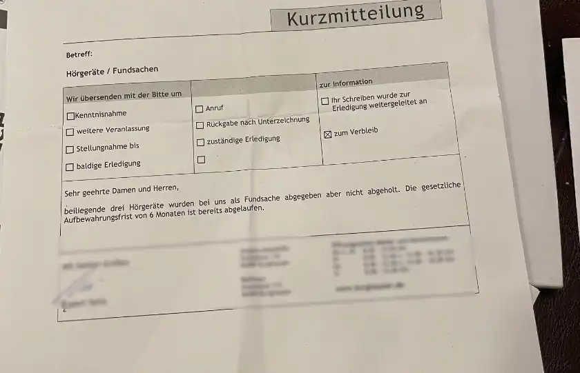 Fundamt – Fundbüro spendet an Hörgeräte-Info.Net