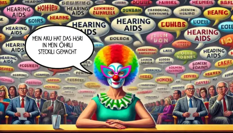 Eine Frau im Clownskostüm